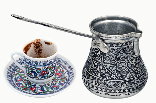 咖啡壺和咖啡杯