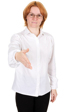 戴眼鏡的女孩（握手）