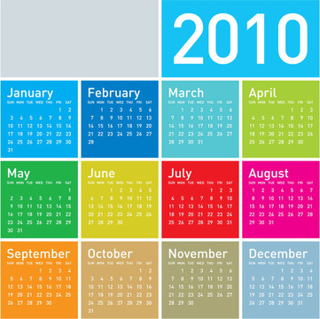 七彩日歷為2010。