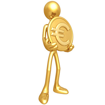黃金的歐元硬幣