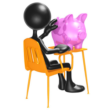 學生在課桌上有一個存錢罐