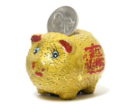 有趣的黃色小豬銀行