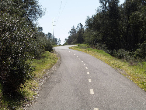 鋪平道路自行車(chē)上山與樹(shù)木和電力線