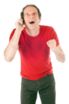 幸福的男人在電話里