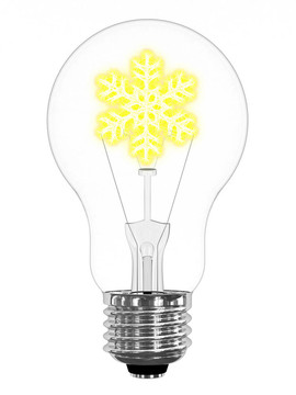 燈泡的閃亮的雪花里面