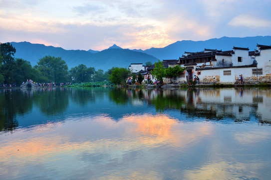 宏村全景 徽派建筑