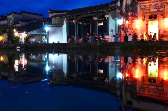 徽派建筑 宏村夜景