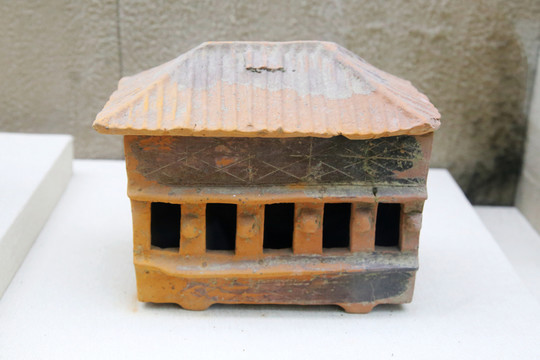 紅釉陶糧倉(cāng) 冥器 東漢