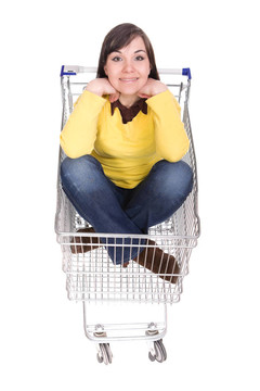 帶購物車的女人