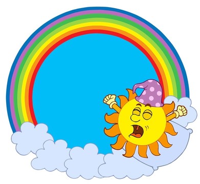 在彩虹圈中醒來的太陽