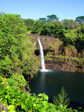 Rainbow Falls；比格艾蘭；夏威夷