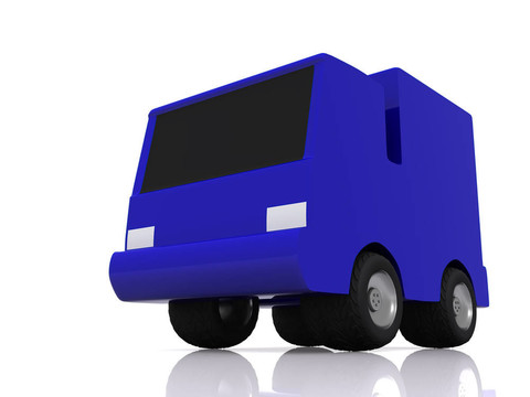 單藍車。3d