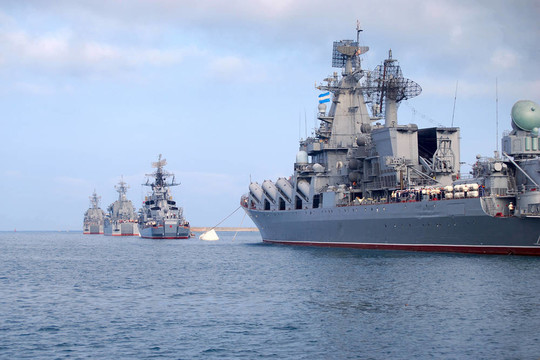 俄羅斯軍艦在塞瓦斯托波爾灣。