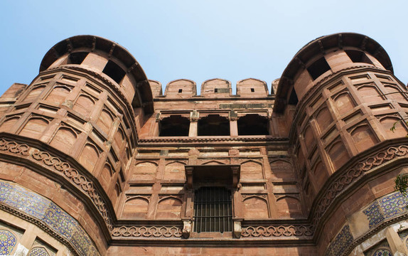 在紅堡Amar Singh Gate；Agra；印度