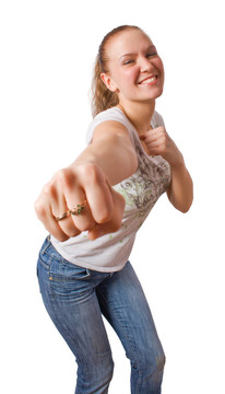 孤立拳擊金發(fā)女