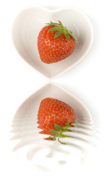 在心形板Strawberry