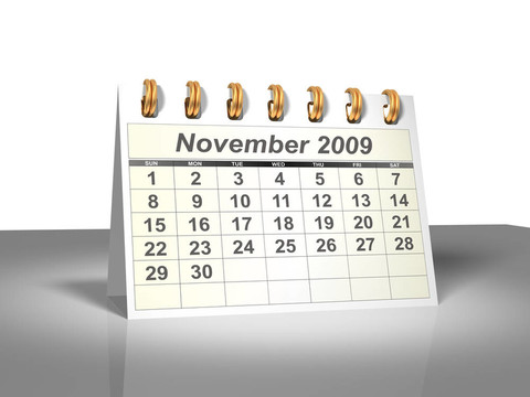 十一月2009桌面日歷（3D）。