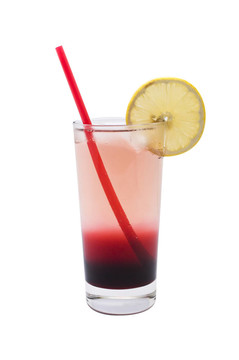 雙色飲料與Red Straw高大的玻璃