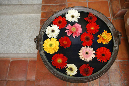 花在水