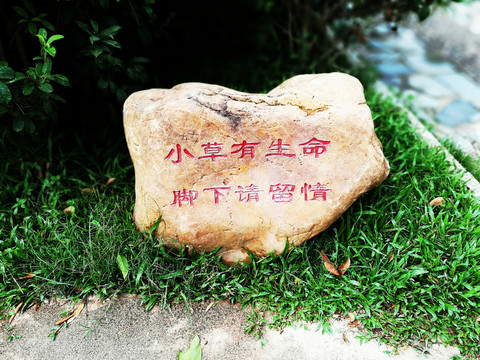 深圳中山公園愛護(hù)花草石刻