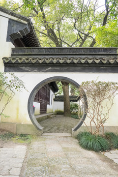瓦當 圍墻 月亮門 青瓦圍墻