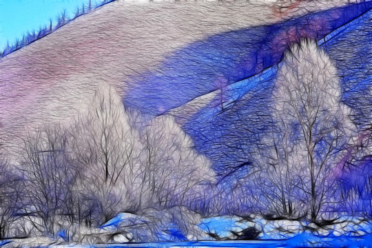 電腦畫 雪原霧凇