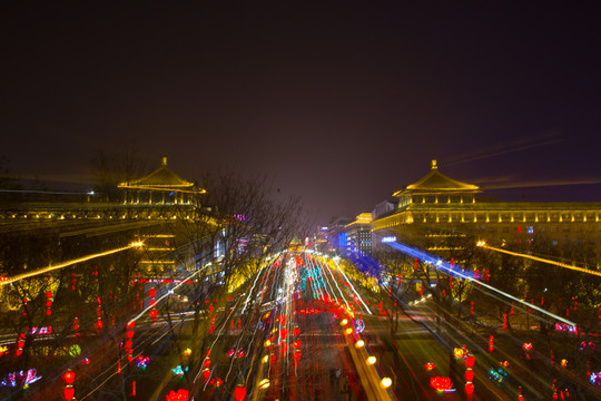西安南大街 春節(jié)夜色