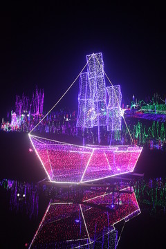 眉山桂花糊湖夜景