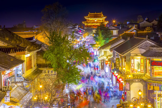 云南大理古城夜景