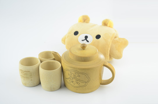 竹茶杯 竹茶壺 竹茶具套裝