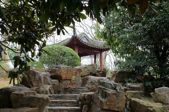 園林 石頭 涼亭