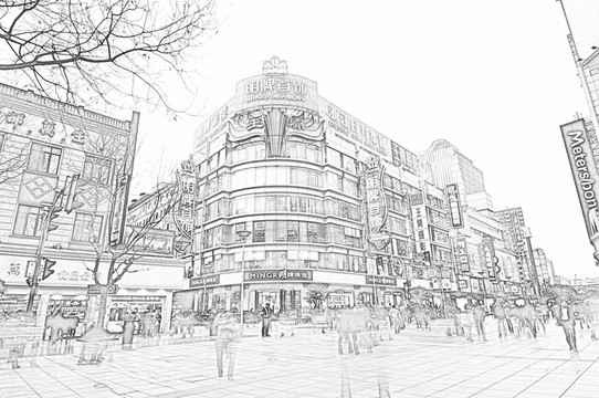 上海建筑線描
