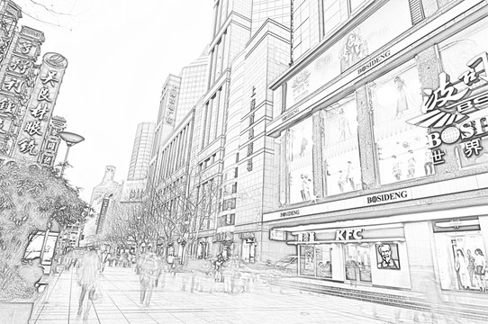 上海建筑線描
