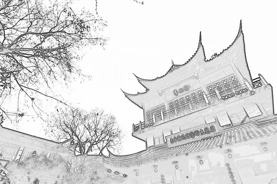 南京城市線描
