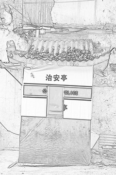 杭州街景線描