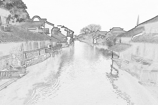 古鎮(zhèn)線描