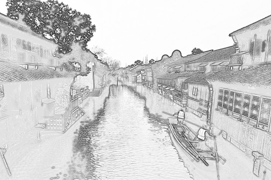 古鎮(zhèn)線描