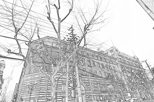 上海建筑線描