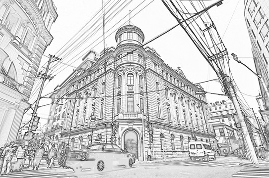 上海建筑線描