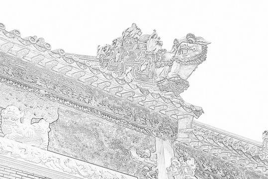 古建筑線描