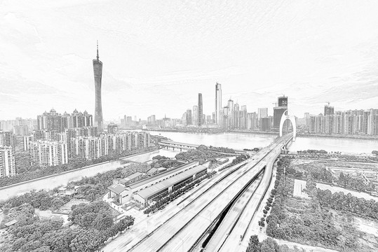 廣州地標(biāo)線描