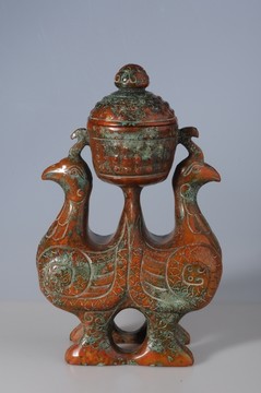 春秋玉器 雙鳳玉尊