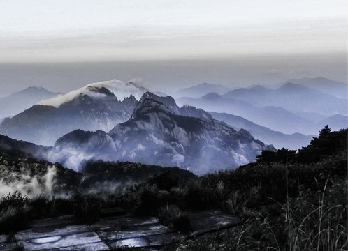 黃山風(fēng)光 水墨山