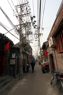 北京 胡同 電線桿