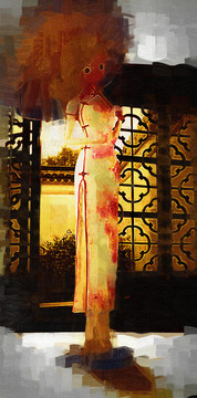 油畫 古典美女