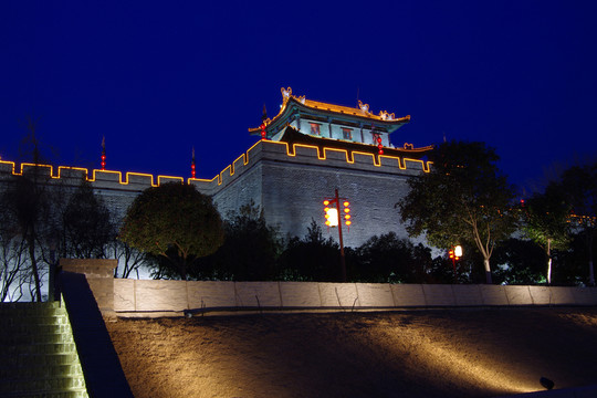 陜西西安城墻夜景