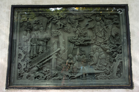 古色古香磚雕古代神話作品