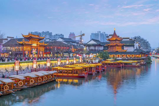 南京秦淮河夜景  大畫幅