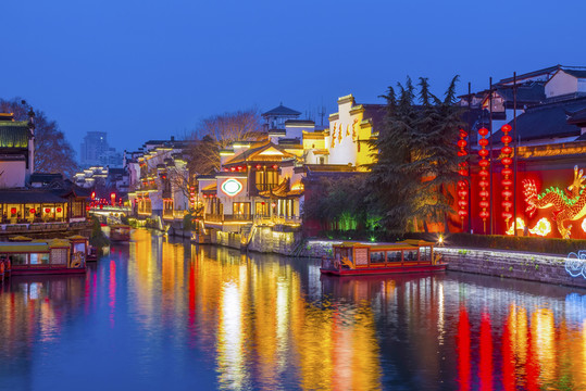南京秦淮河夜景 大畫幅