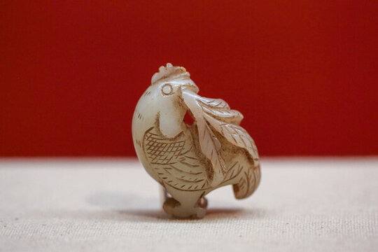 清代青玉雞形墜 清代玉墜 玉器